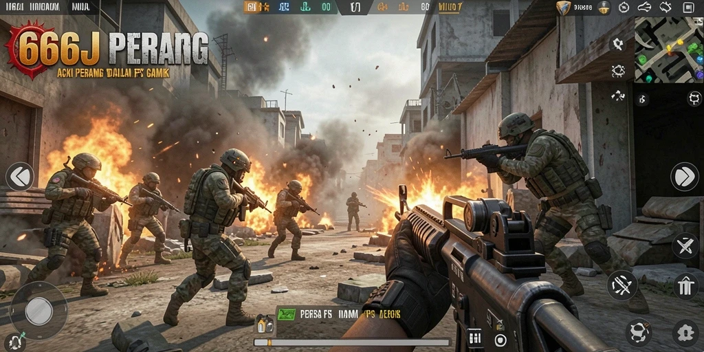 Tangkapan layar menunjukkan aksi intens dalam permainan FPS.