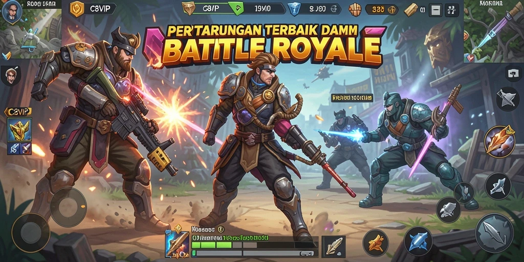 Tampilan dinamis gameplay C8VIP dalam pertempuran Battle Royale.