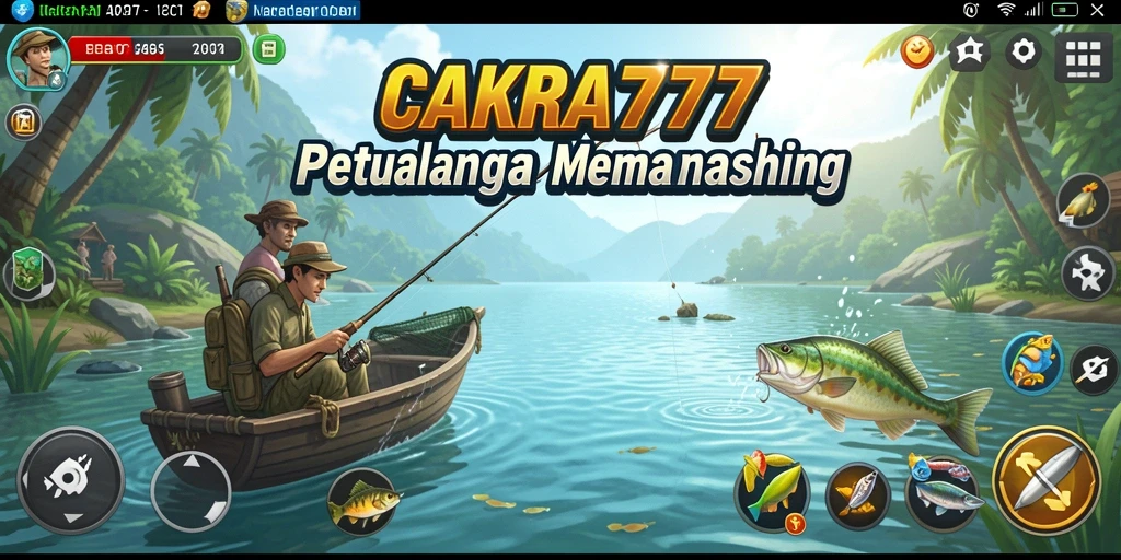 Screenshot utama CAKRA777 menunjukkan momen mendebarkan saat menangkap ikan besar.