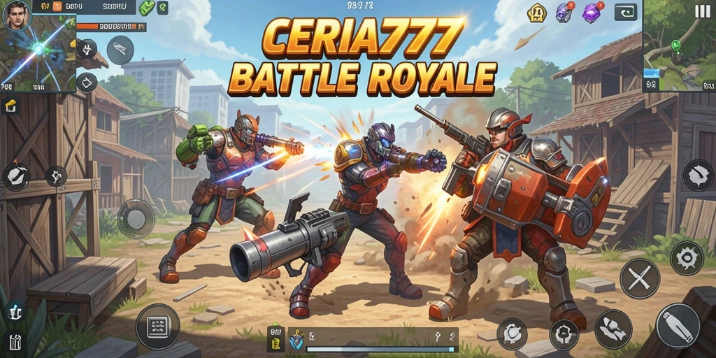 Tampilan gameplay seru dari CERIA777 dalam pertempuran Battle Royale.