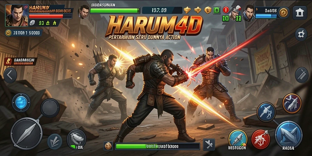 Tangkapan layar menunjukkan aksi pertarungan seru di HARUM4D.