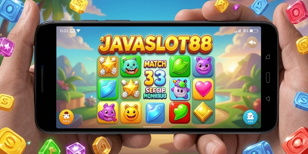 Tampilan gameplay seru dari permainan Match-3 JAVASLOT88.