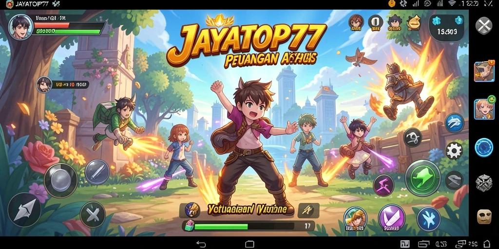 Tangkapan layar gameplay <strong>JAYATOP77</strong> menampilkan aksi petualangan anime yang mendebarkan.