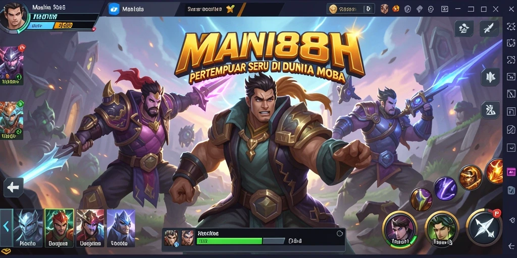 Tampilan gameplay epik dalam pertempuran MOBA seru.
