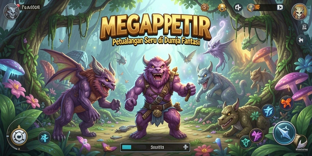 Tangkapan layar gameplay MEGAPETIR, menunjukkan petualangan seru di dunia fantasi.