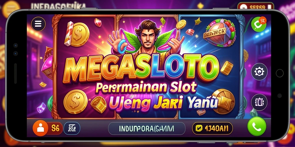 Tampilan gameplay MEGASLOTO yang menarik dan penuh warna.