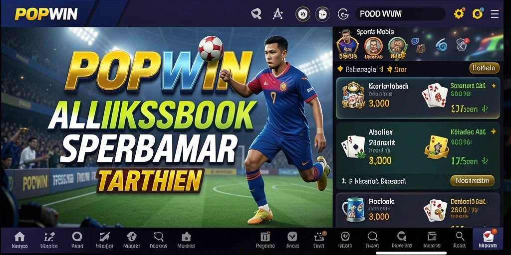 Tampilan utama aplikasi POPWIN dengan berbagai opsi taruhan sports.
