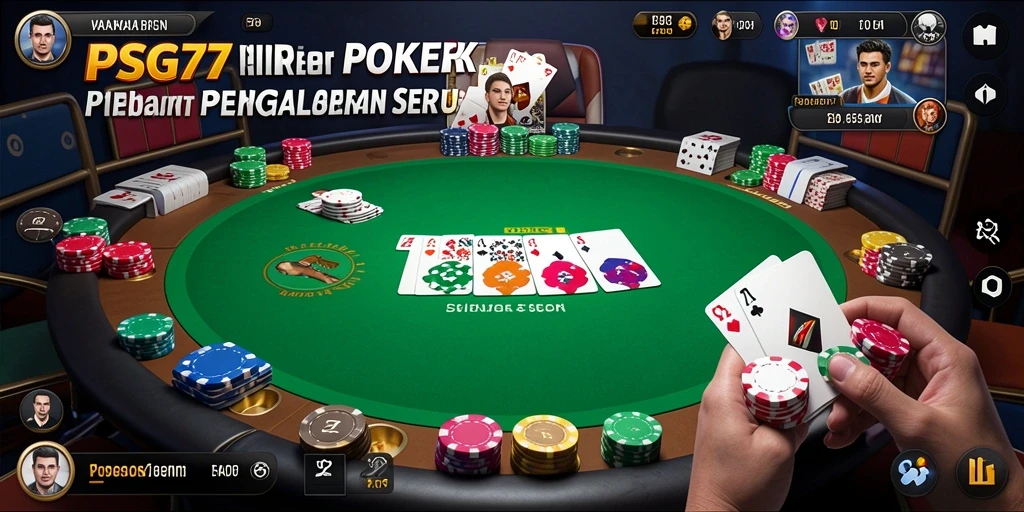 Screenshot utama PSG77 menampilkan gameplay Poker yang mendebarkan.