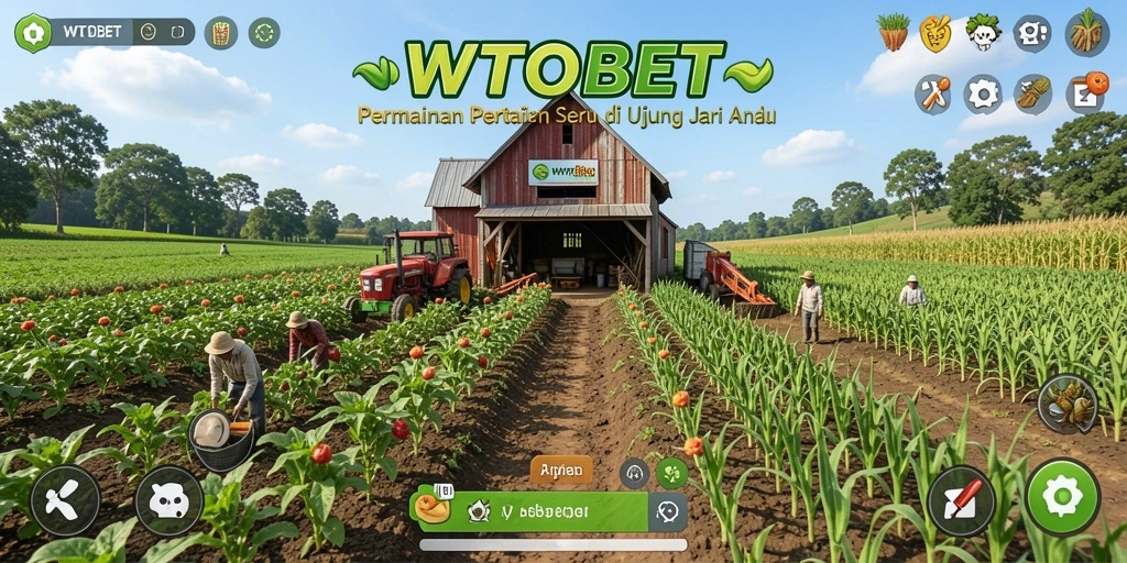 Tampilkan gameplay menarik dari WTOBET dengan pertanian yang ramai.